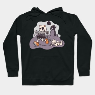 Zombie cat walks across the cemetery Hoodie